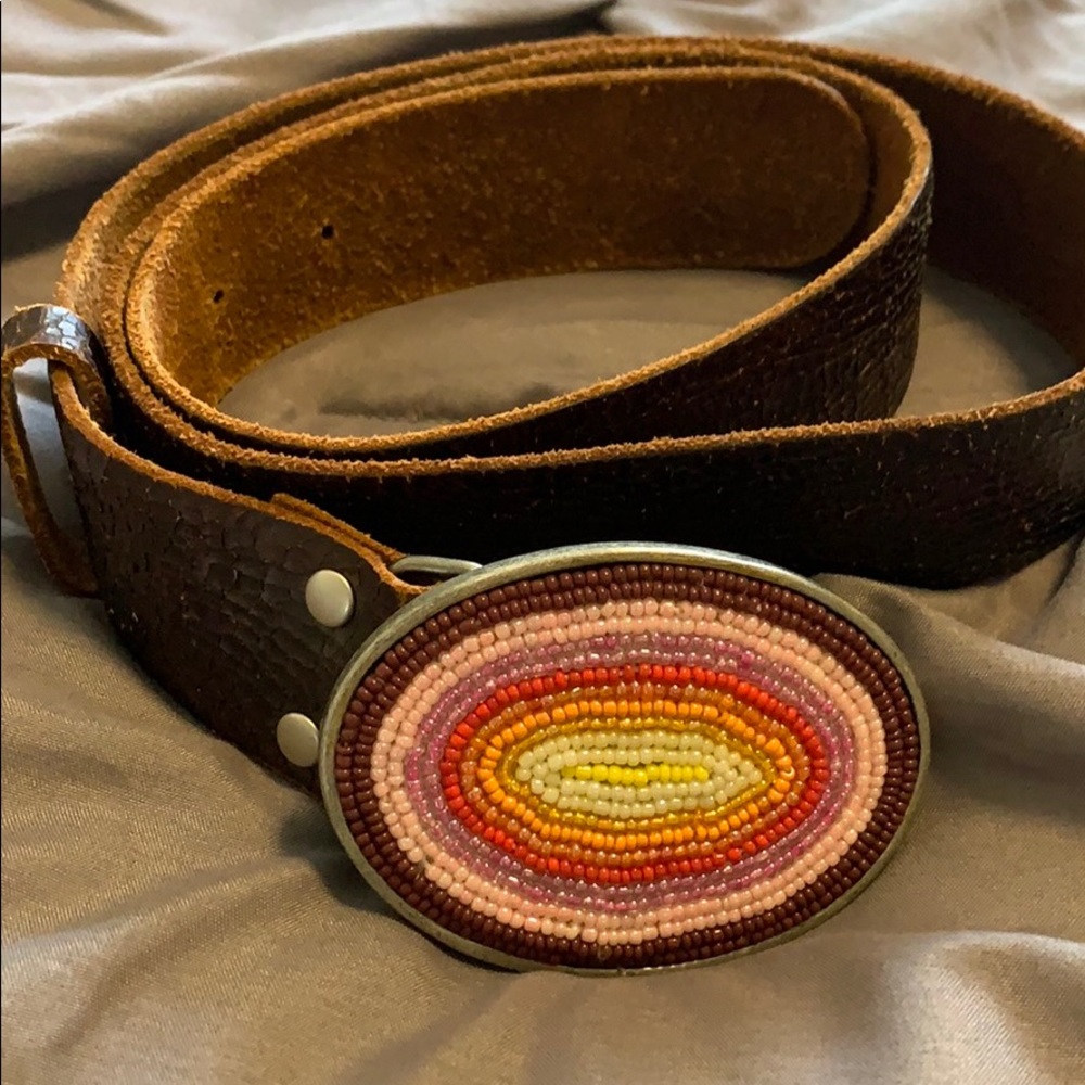 Brown Leather Belt and Buckle